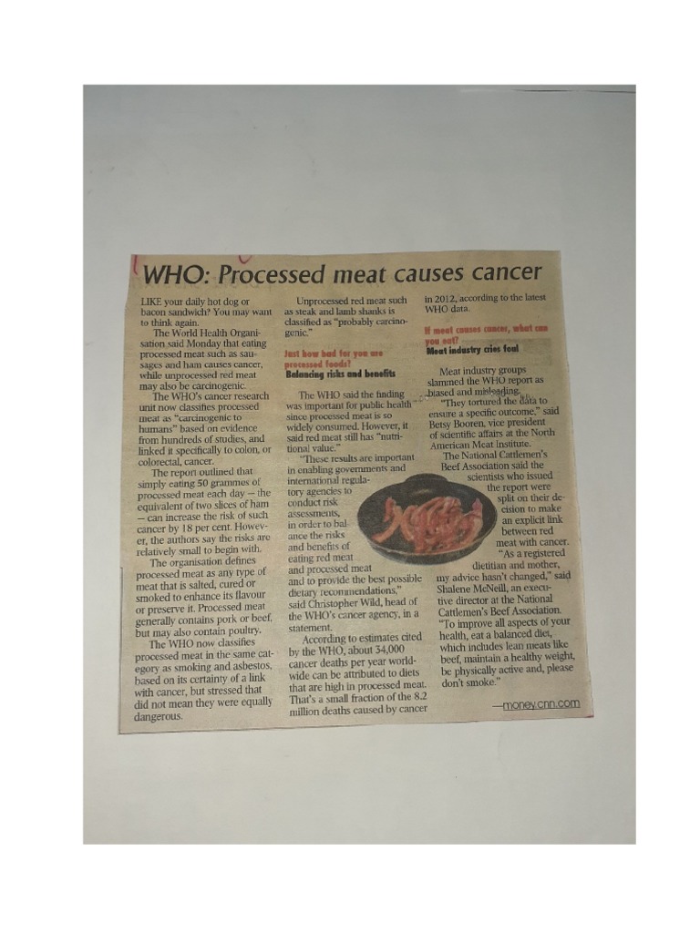 WHO Meat Causes Cancer PDF