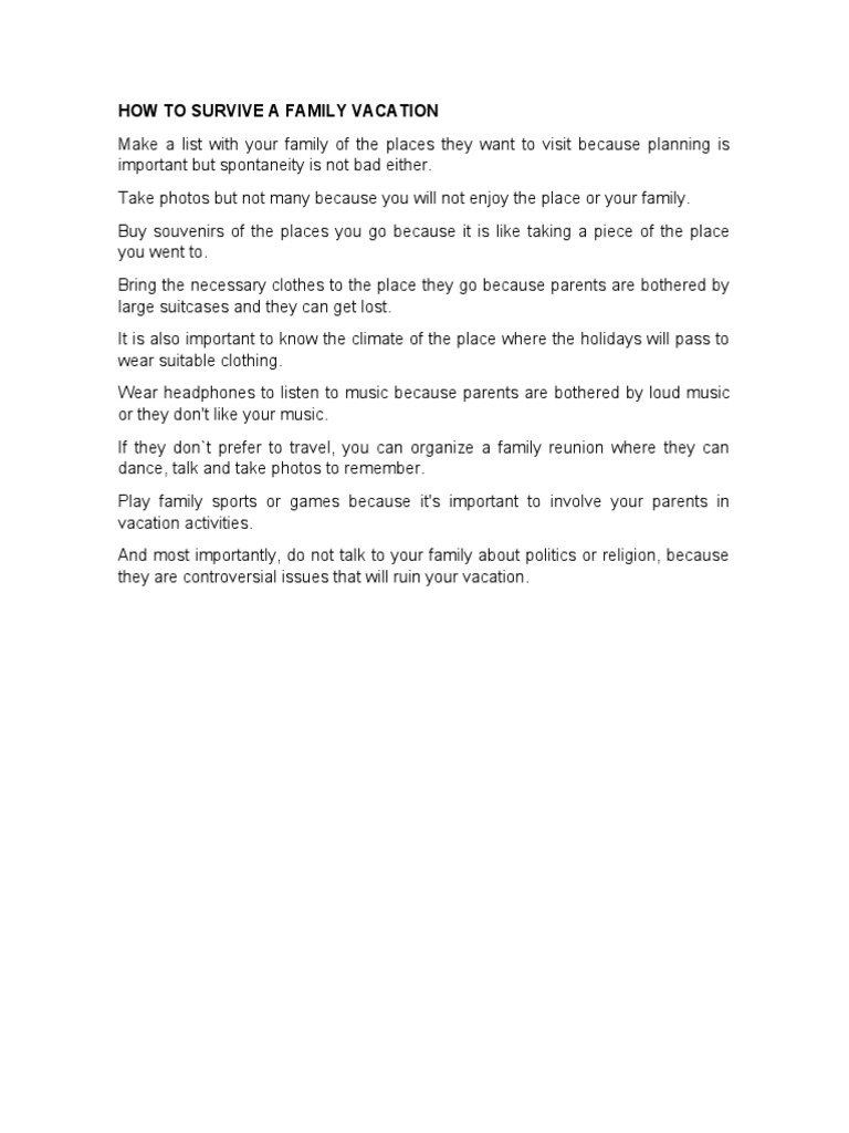 How To Survive A Family Vacation | PDF