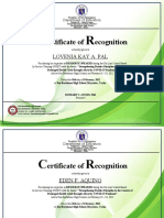 Ertificate of Ecognition: Lovenia Kay A. Pal