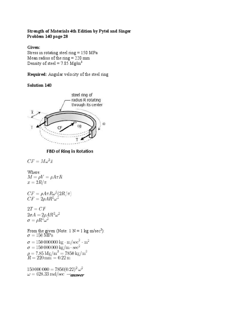 Strength of Materials 4th Edition by Pytel and Singer PDF