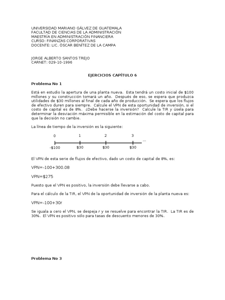 Ejercicios de Finanzas Corporativas Resueltos | PDF | Inversiones ...