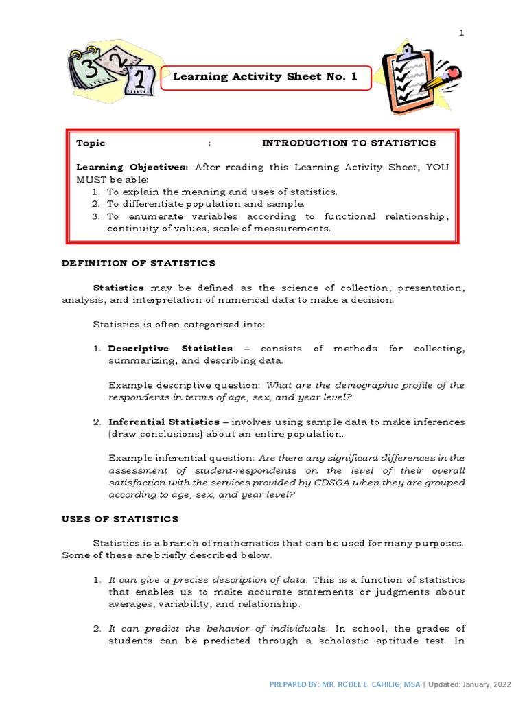 Stat Las No 1 Pdf Statistics Level Of Measurement