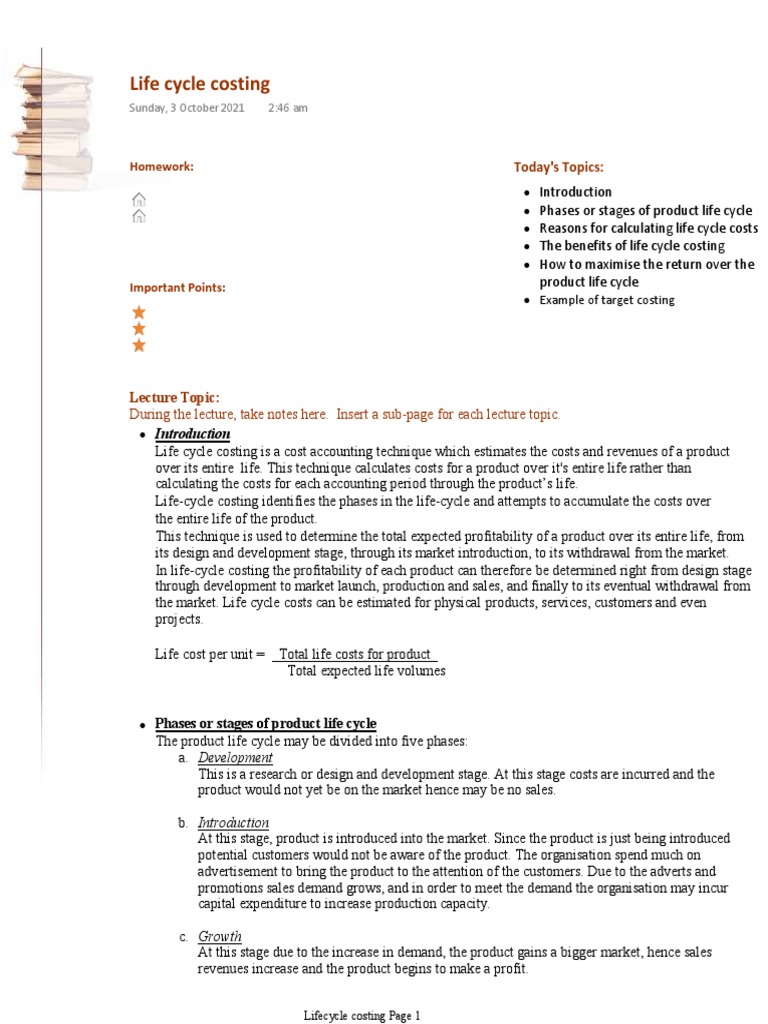 Life Cycle Costing PDF Life Cycle Assessment Product Lifecycle