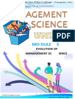 Mo Dule 3: Evolution of Management SC Ience
