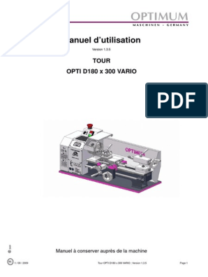 Optimum: Manuel D'utilisation, PDF, Usinage