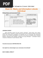 Week 2 - Media and Information Literate Individual