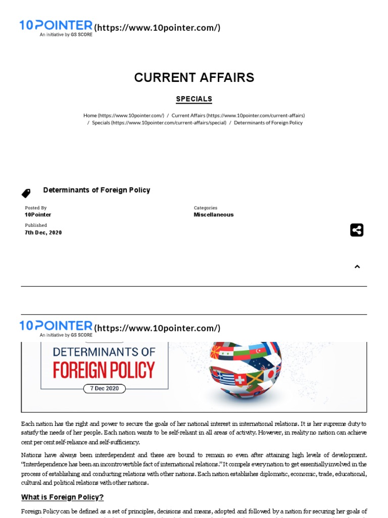 Determinants Of Foreign Policy