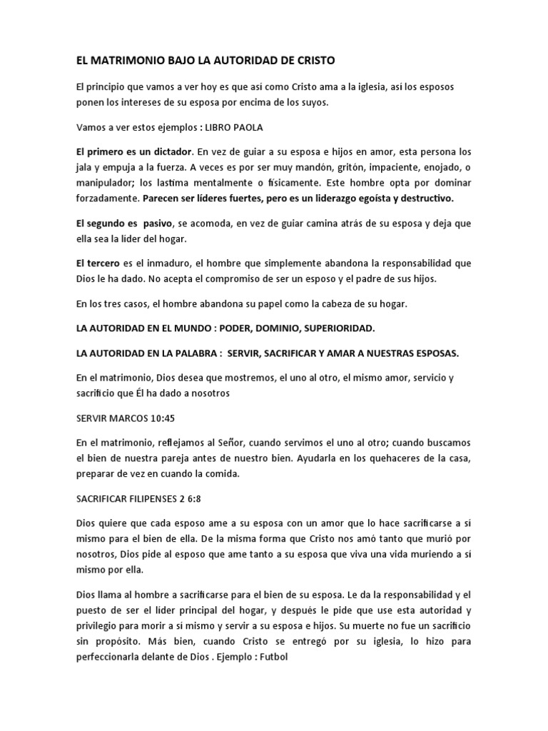 Amor y Liderazgo en el Matrimonio Cristiano | PDF | Amor | Cristo (título)