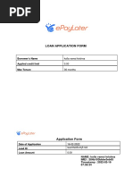 Loan Application Form: Borrower's Name Applied Credit Limit Max Tenure