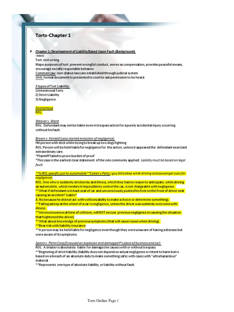 Torts negligence flow chart image