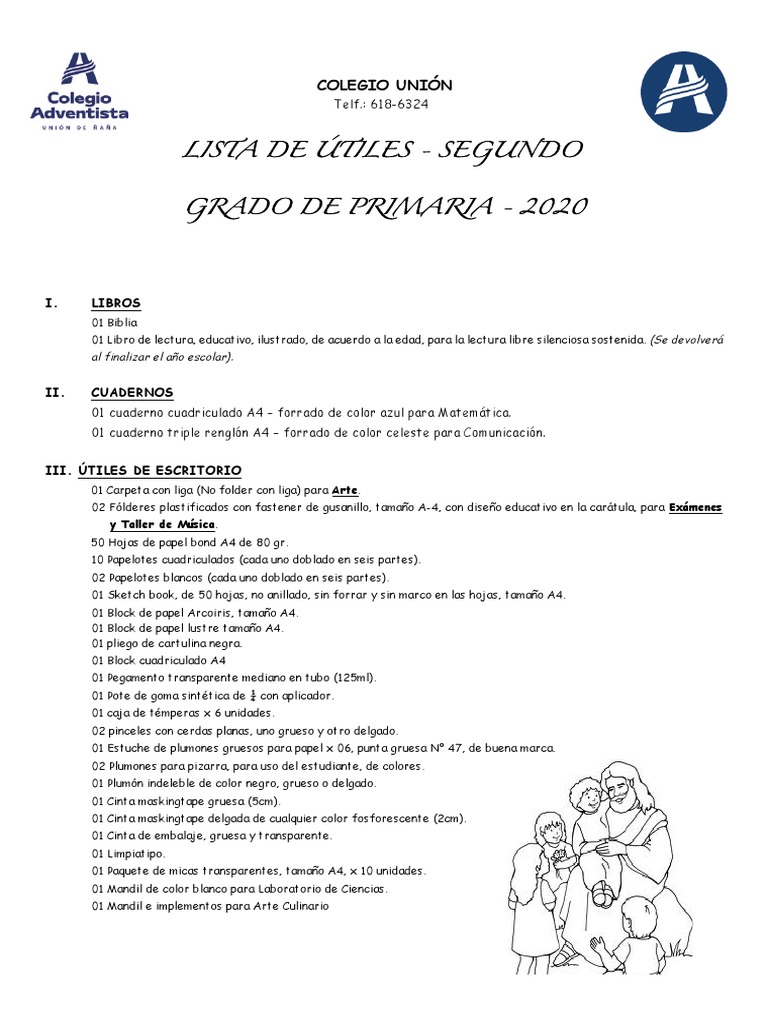 Lista de Utiles 2° Grado Primaria | PDF | Lápiz | Papelería