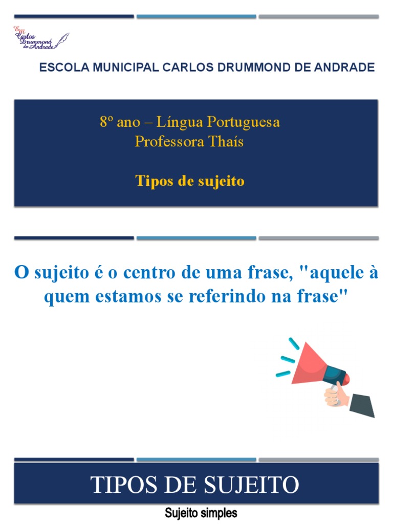 Tipos de Sujeito na Língua Portuguesa | PDF | Assunto (gramática) | Sintaxe