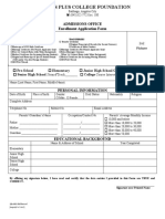 Admissions Office Enrollment Application Form