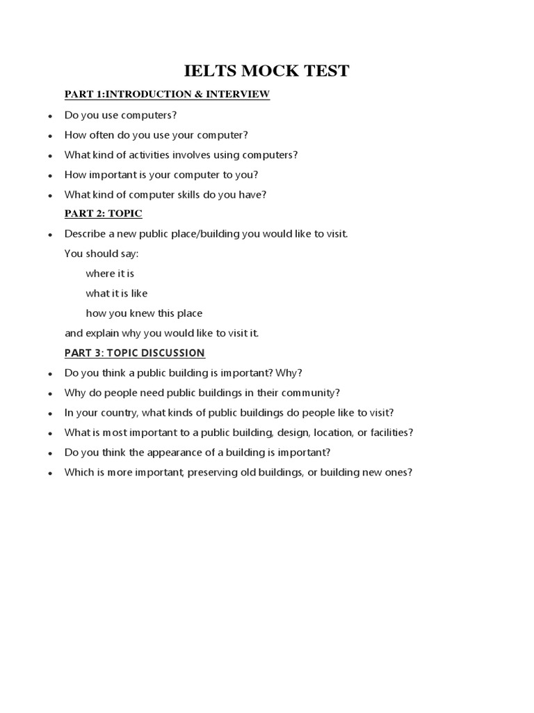 Ielts mock test pdf