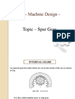 Subject - Machine Design - : Topic - Spur Gear