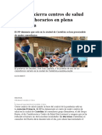 2020.10.07 Sanidad Cierra Centros de Salud y Reduce Horarios en Plena Pandemia