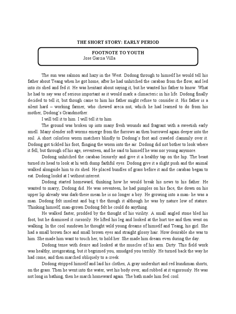 584 173744 Module 2 THE SHORT STORY Footnote To Youth PDF