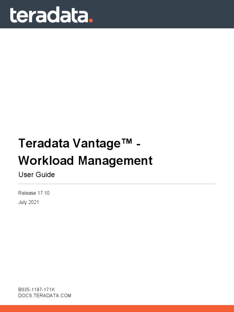 Teradata Vantage™ Workload Management User Guide PDF Databases