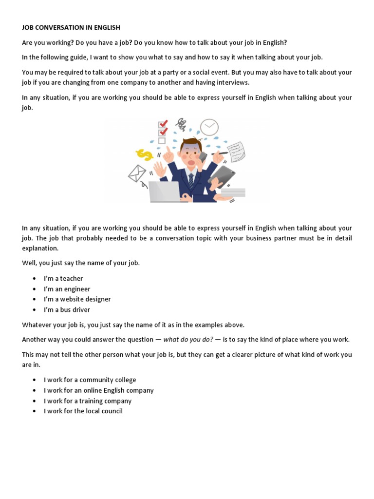 English Job Conversation Guide | PDF | English Language | Language ...