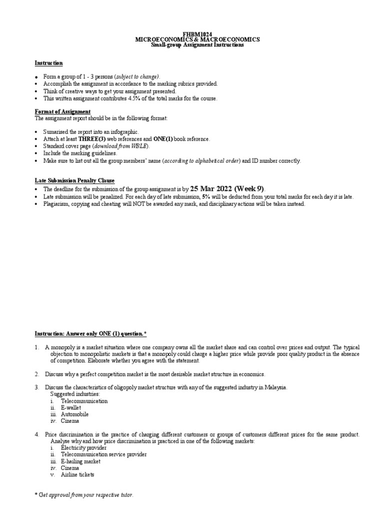 Microeconomics & Macroeconomics Assignment Guide | PDF | Monopoly ...