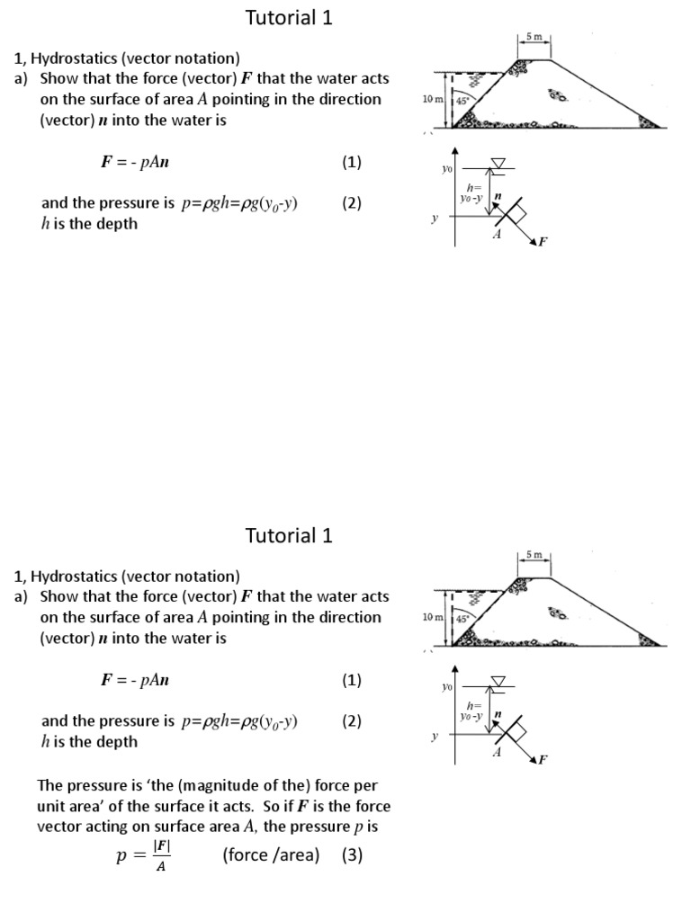 Tutorial 1 Explanation PDF Pressure Fluid Dynamics