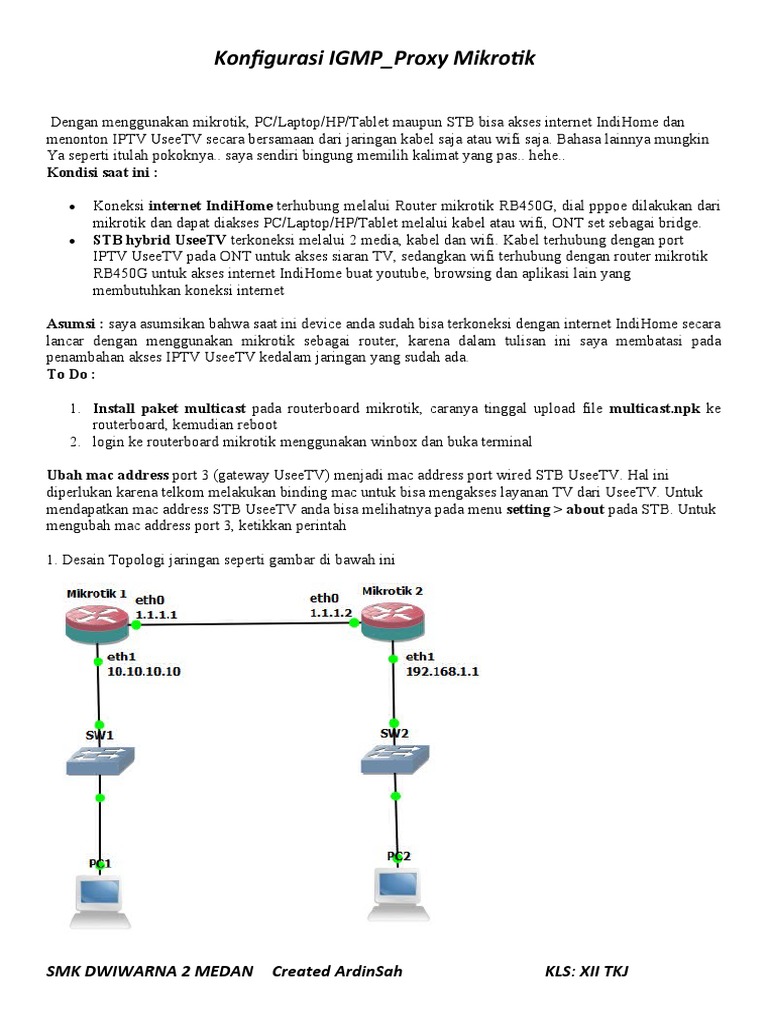 Konfigurasi IGMP Proxy di Mikrotik | PDF