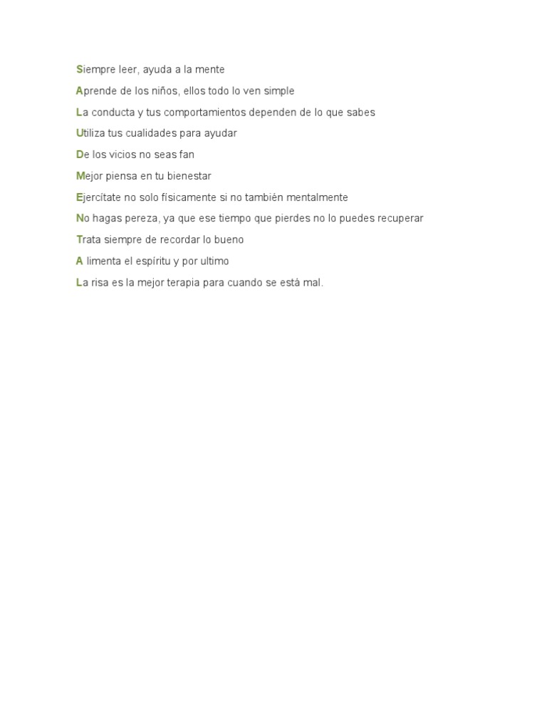 Acrostico Salud Mental Conceptos Psicologicos Sicologia Y Ciencia Cognitiva