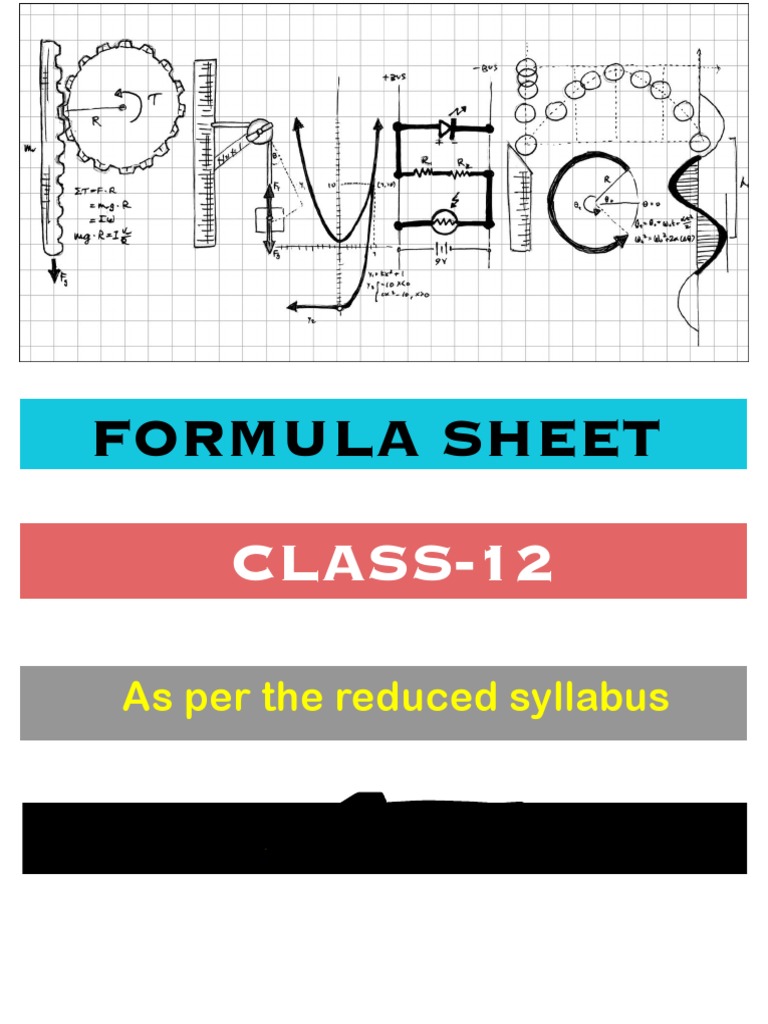 Formula Sheet Xii (Term1 and 2) | PDF | Technology & Engineering