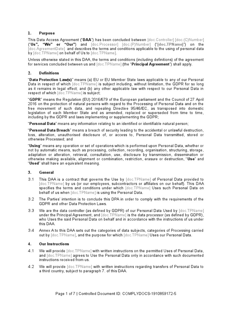 Data Access Agreement Overview | PDF | Audit | Information Privacy