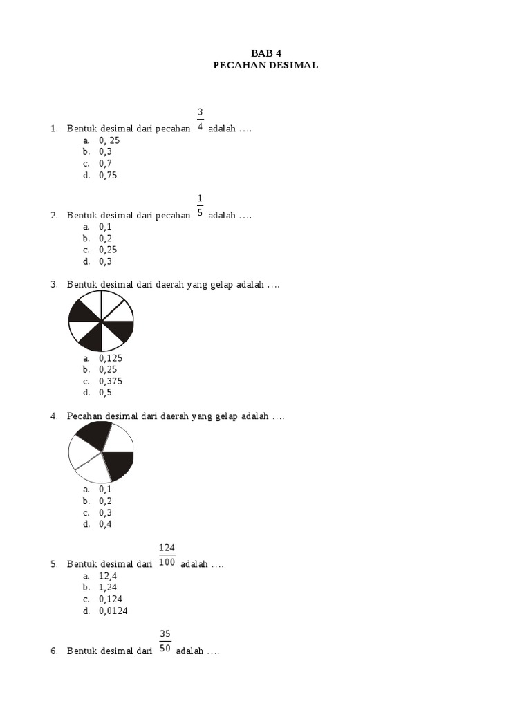 Soal Pecahan Desimal Kelas 6 | PDF | Metode & Bahan Ajar