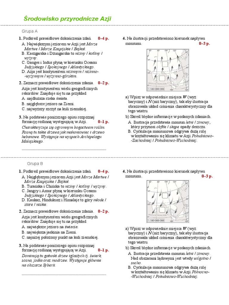 Sprawdzian Z Geografii Azja Pdf Klasa 8