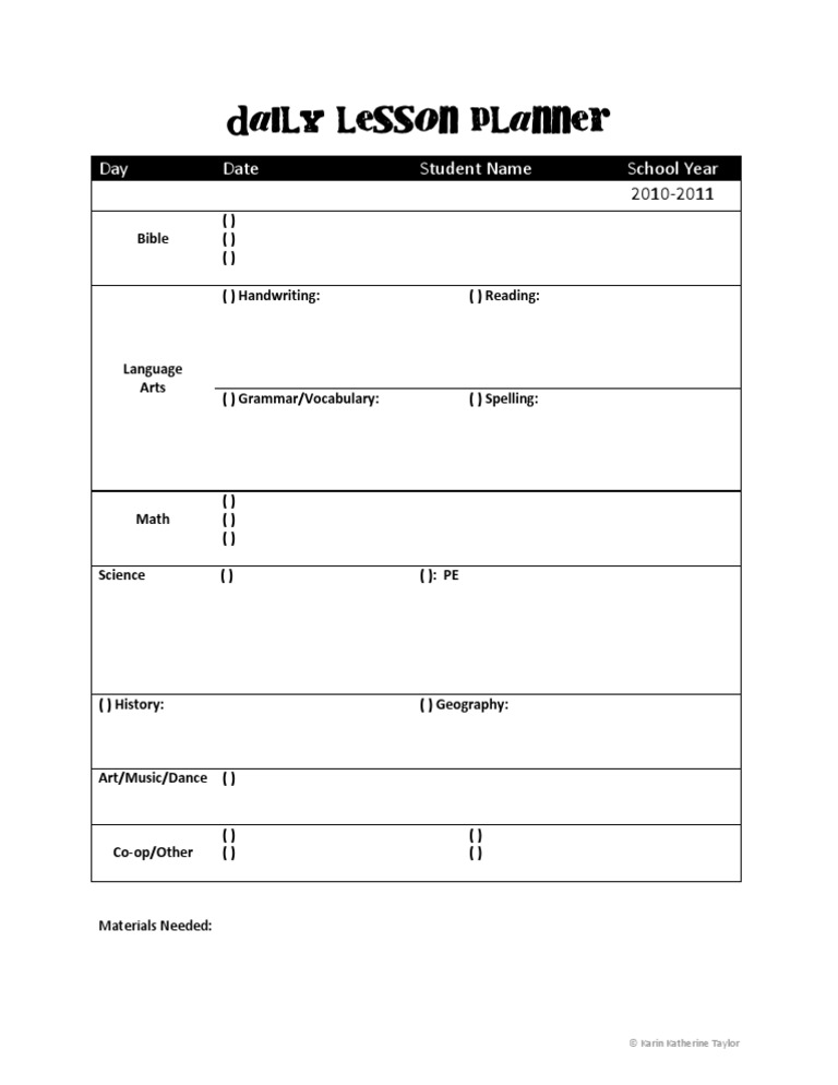 Daily Lesson Planner | PDF | Language Arts & Discipline