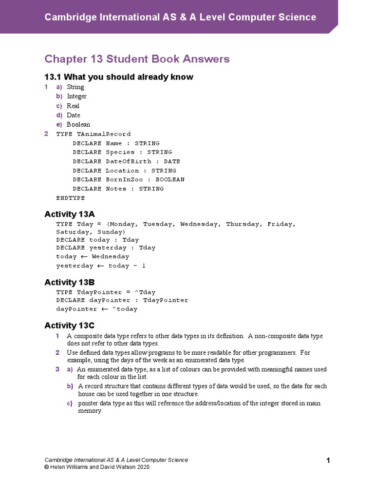 Chapter 13 SB Answers | PDF | Data Type | Boolean Data Type