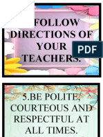 Follow Directions of Your Teachers