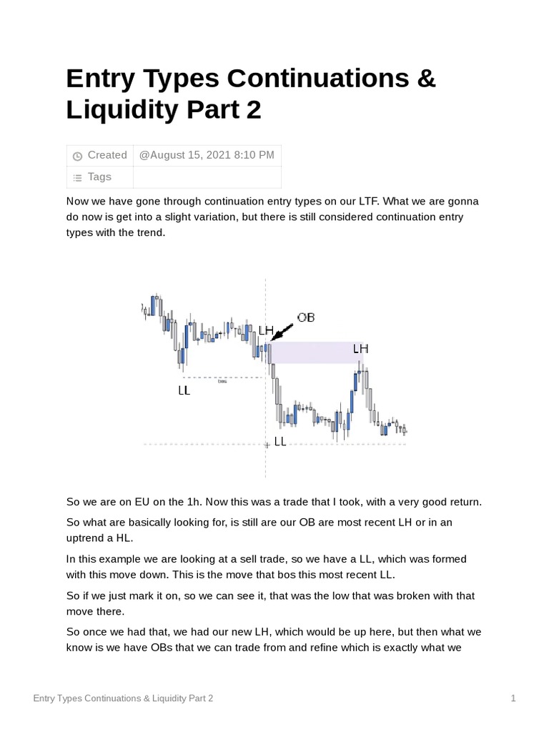 Continuation Entry Types & Liquidity Insights | PDF | Market Liquidity ...