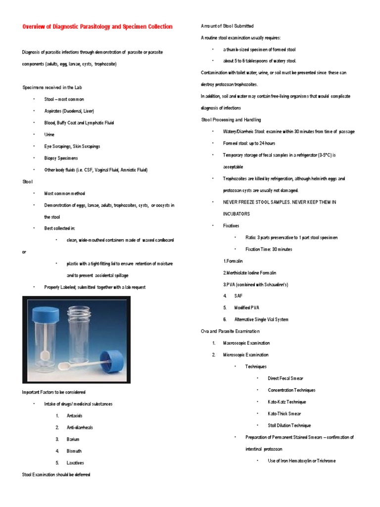 Overview of Diagnostic Parasitology and Specimen Collection PDF