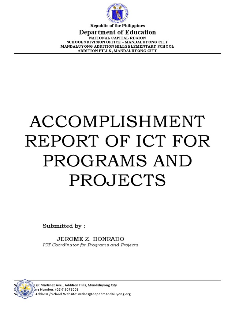 Mandaluyong School ICT Accomplishments Report | PDF | Educational ...