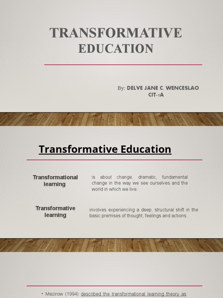 Transformative Education And Learning Theory Pdf Psychology