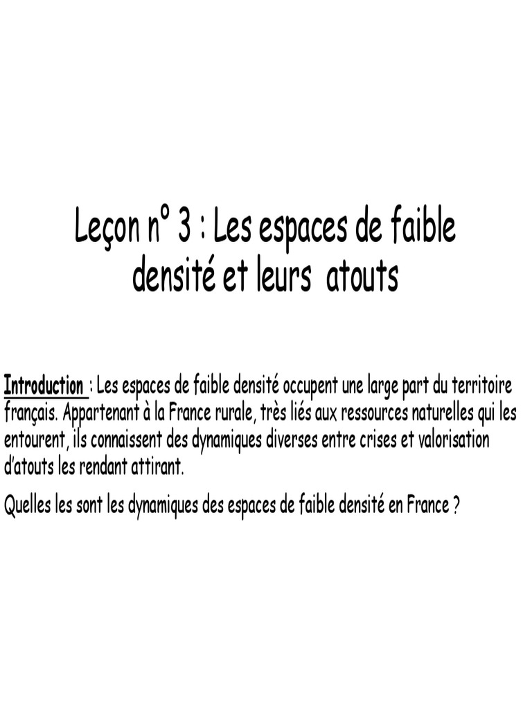Lecon N 3 Les Espaces de Faible Densite Et Leurs Atouts 1 | PDF