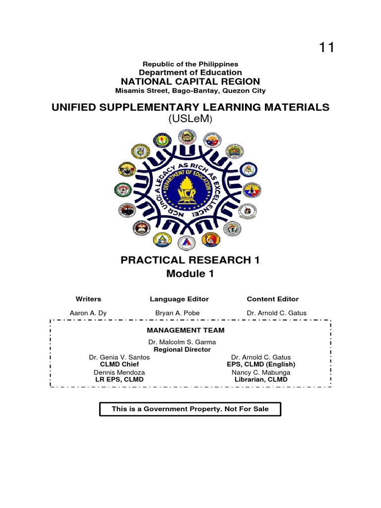 Unified Supplementary Learning Materials (Uslem PDF Quantitative