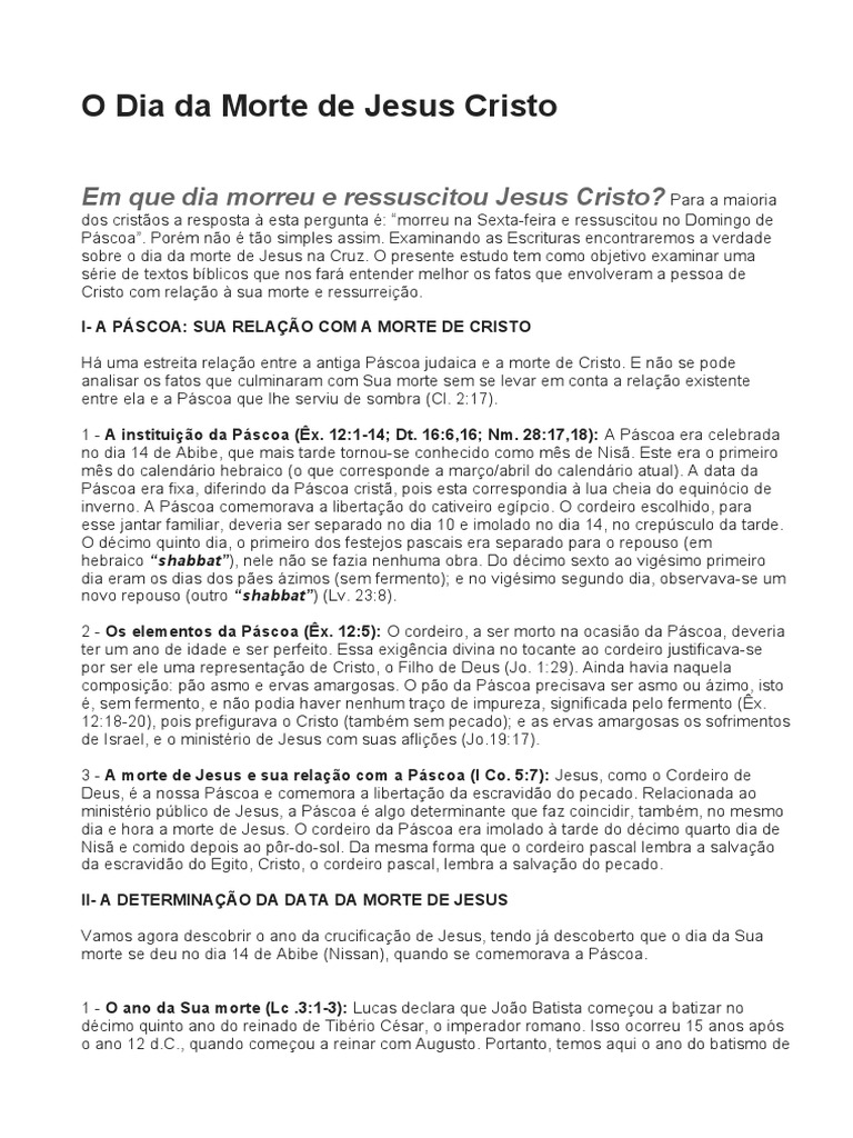 Data da Morte e Ressurreição de Jesus | PDF | Páscoa | Jesus