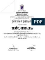 Certificate of Participation: Teaño, Geselle A