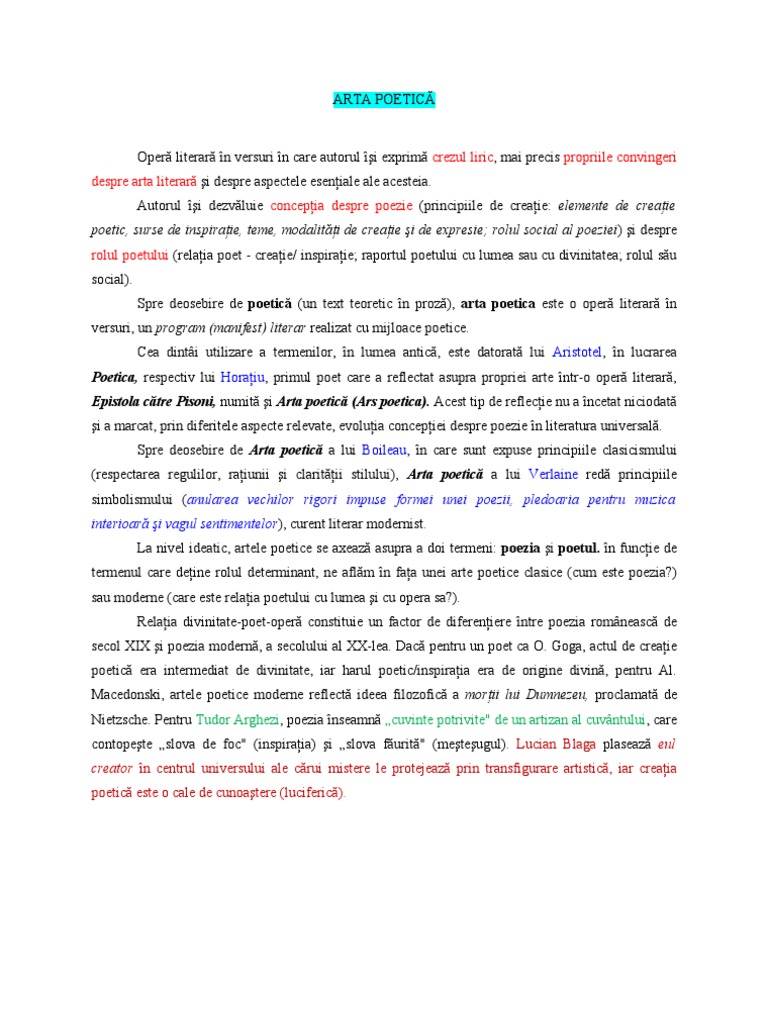 Arta Poetica