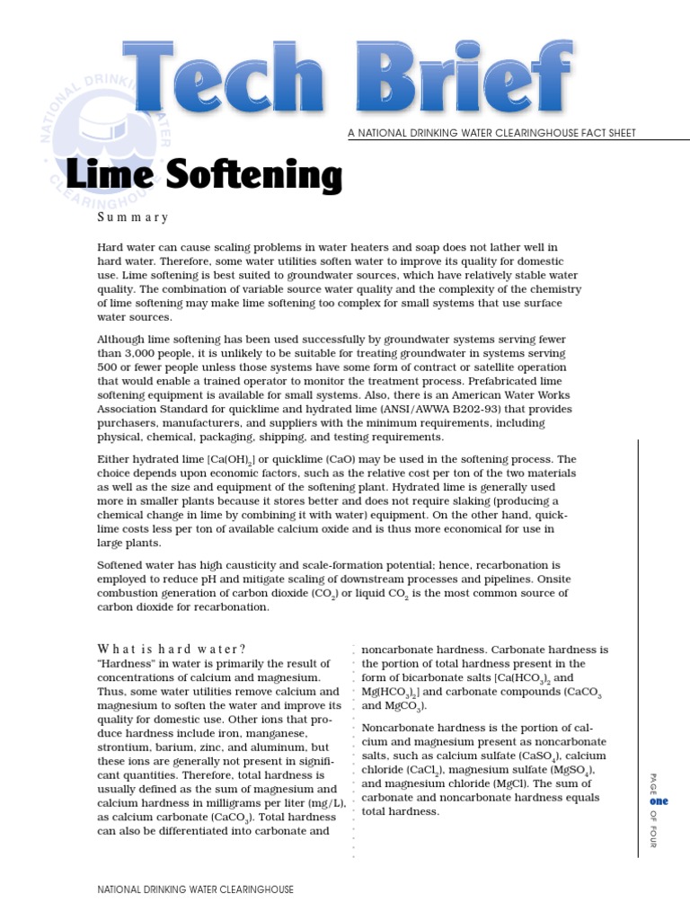 Lime Softening PDF Water Purification Magnesium