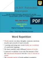 Sanjivani K.B.P. Polytechnic Word Repetition Rules