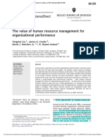 The Value of Human Resource Management For Organizational Performance