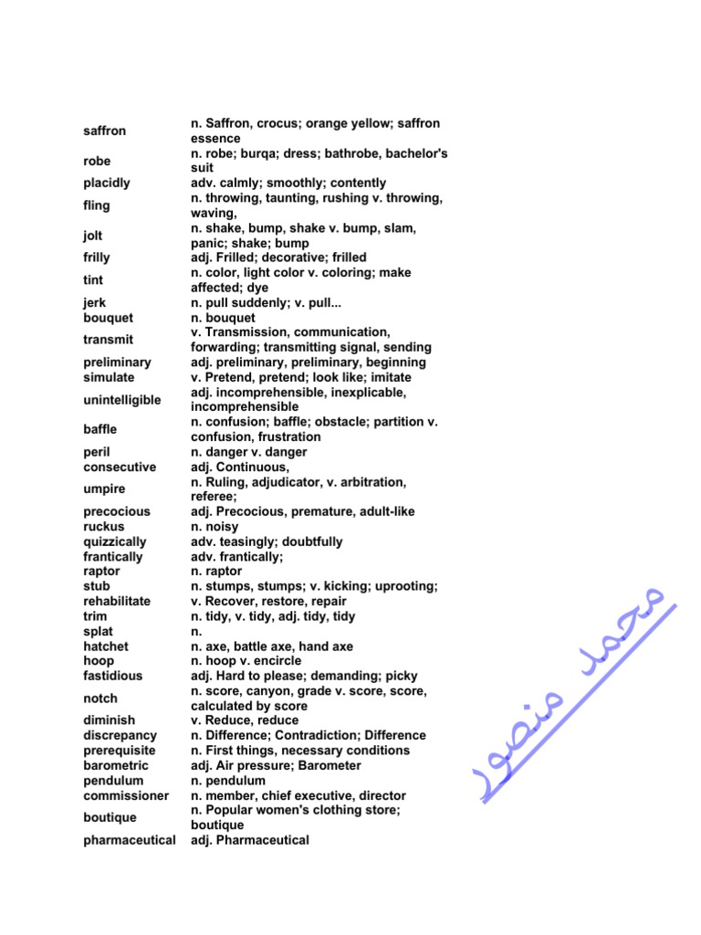 Act-Sat (Recent Vocab List)