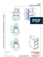 Caixa acústica trapezoidal de três vias para uso em sistemas de PA