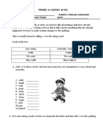 Prime Academy (Icse) NAME: - SUBJECT: ENGLISH LANGUAGE Class: Ii Div Past Tense Date