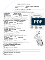 ICSE English prepositions worksheet